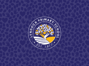 Logo of Lyndoch Primary School featuring a tree with white flowers and a yellow sun against a blue background with hand and heart patterns. Circular text reads "Lyndoch Primary School" and "Est. 1877".
